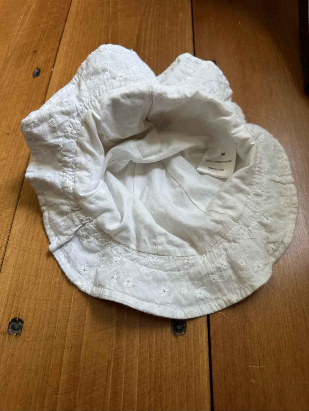 Hello Kitty White Eyelet Embroidered Bucket Sun Hat